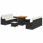 vidaXL Ensemble de canapé de jardin 9 Pièces Noir polyrotin