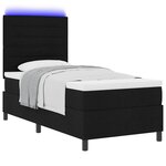 vidaXL Lit à ressorts avec matelas avec LED Noir 90 x 190 cm tissu