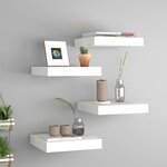 vidaXL Étagères murales flottantes 4 Pièces blanc 23x23 5x3 8 cm MDF