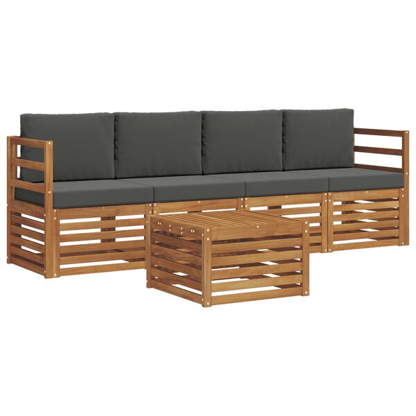 vidaXL Ensemble de canapés d'extérieur 5 Pièces Naturel et Anthracite
