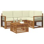 vidaXL Ensemble de canapés d'extérieur 5 Pièces Naturel et Crème