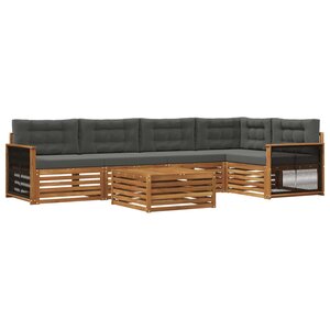 vidaXL Ensemble de canapés d'extérieur 6 pc Naturel et Anthracite
