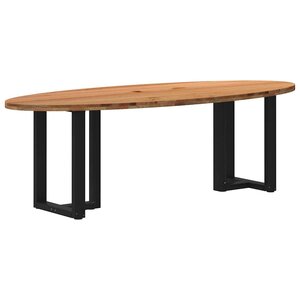 vidaXL Table à manger marron clair bois de chêne massif ovale