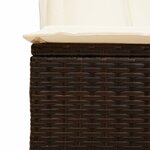 vidaXL Chaise longue double avec toit et rideaux marron résine tressée