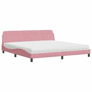 vidaXL Lit avec matelas Dover rose 200x200 cm velours