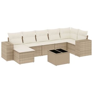vidaXL Salon de jardin avec coussins 8 Pièces beige résine tressée