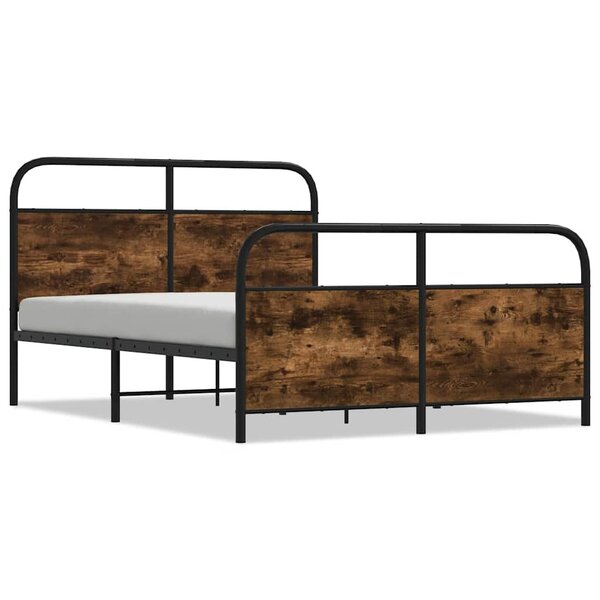 vidaXL Cadre de lit en métal sans matelas chêne fumé 140x200 cm