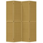 vidaXL Cloison de séparation 4 panneaux marron bois paulownia massif