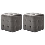 vidaXL 2 Pièces Poufs Gris 30 x 30 x 30 cm Tissu velours