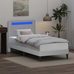 vidaXL Cadre de lit avec bandes LED Blanc 90 x 200 cm Simili cuir