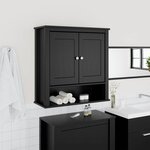 vidaXL Armoire murale de salle de bain BERG noir bois massif
