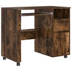 vidaXL Bureau avec roulettes avec tiroir Chêne fumé 91 x 50 x 77 cm