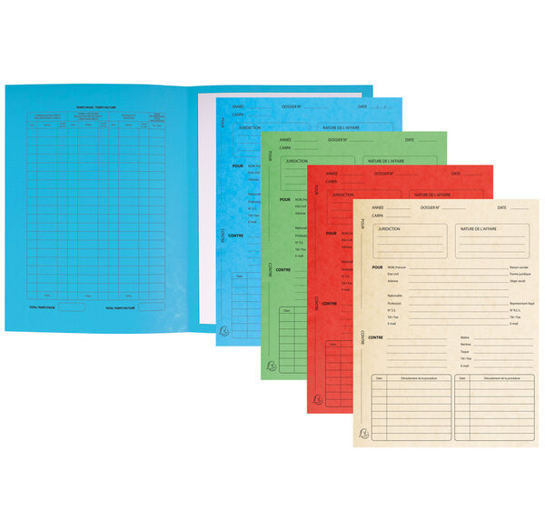 Paquet 25 chemises Avocat Imprimées Procédure 265g Assorties x 5 EXACOMPTA