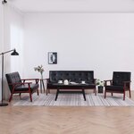vidaXL Ensemble de canapés 3 Pièces noir similicuir
