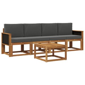 vidaXL Ensemble de canapés d'extérieur 4 pc Naturel et Anthracite