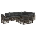 vidaXL Ensemble de canapé de jardin 11 Pièces Gris polyrotin