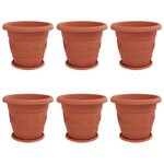 vidaXL Pots de plantes 6 Pièces Rouge brique Ø 39 x 32 cm Plastique