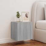 vidaXL Meuble TV mural avec lumières LED sonoma gris 40 5x35x40 cm