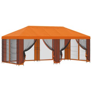 vidaXL Gazebo avec murs latéraux 6 x 3 m Orange Polyester et Acier 190