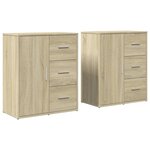 vidaXL Buffets 2 Pièces chêne sonoma 60x31x70 cm bois d'ingénierie