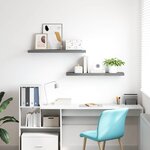 vidaXL Étagères murales flottantes 2 Pièces gris 90x23 5x3 8 cm MDF