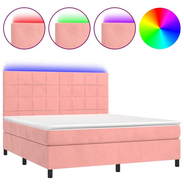 vidaXL Sommier à lattes de lit matelas et LED Rose 160x200 cm Velours