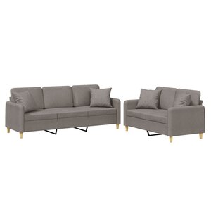 vidaXL Ensemble de canapés 2 Pièces avec coussins taupe tissu