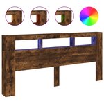 vidaXL Tête de lit à LED chêne fumé 220x18 5x103 5cm bois d'ingénierie