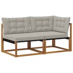 vidaXL Canapé d’extérieur milieu et coin avec coussin 2 Pièce Naturel
