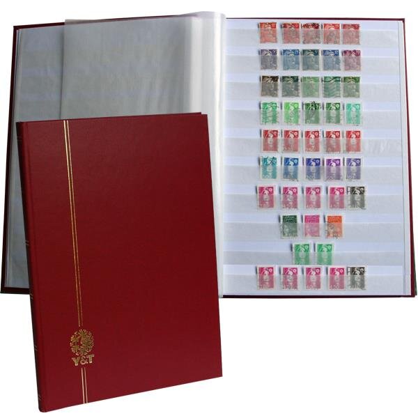 PERFECTA : Classeur fixe pour timbres (Grand modèle-Pages Blanches-48p. Grenat)