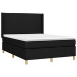vidaXL Sommier à lattes de lit matelas et LED Noir 140x200 cm Tissu