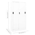 Armoire de bureau porte coulissante blanche 90 x 40 x 180 cm en acier blanc 02_0046818