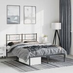 vidaXL Cadre de lit métal sans matelas avec tête de lit noir 135x190cm