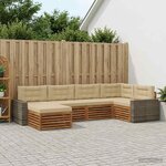 vidaXL Ensemble de canapés d'extérieur 6 pc Naturel et Beige