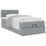 vidaXL Lit ottoman avec matelas gris clair 90x200 cm tissu