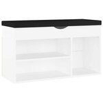 vidaXL Banc à chaussures avec coussin Blanc Bois d'ingénierie