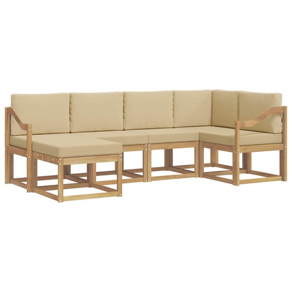vidaXL Ensemble de canapés d'extérieur 6 Pièces Blanc et Beige Polyester