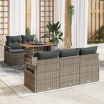 Ensemble de canapés de jardin 6 pièces avec coussins gris poly rotin