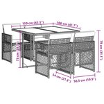 vidaXL Ensemble à manger de jardin avec coussins 5Pièces Beige poly rotin