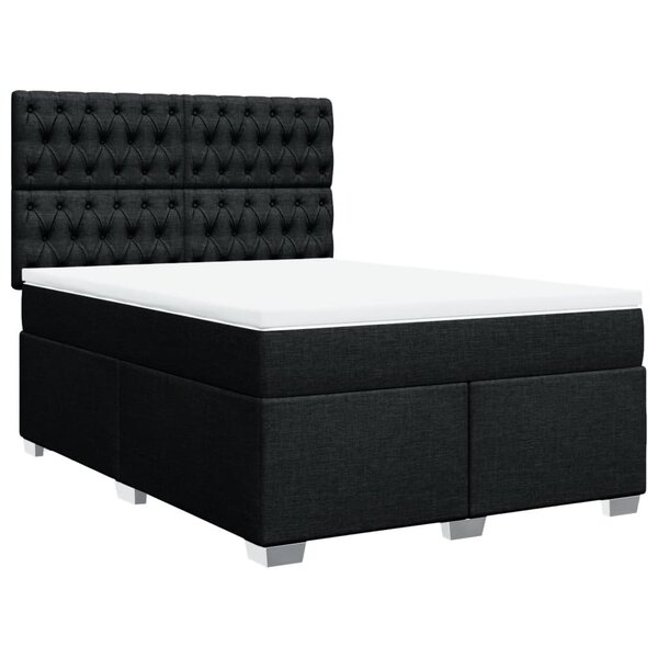 vidaXL Sommier à lattes de lit avec matelas Noir 160x200 cm Tissu