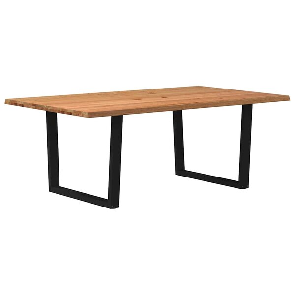 vidaXL Table à manger et bord naturel bois massif chêne