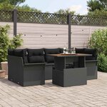 vidaXL Ensemble de canapé de jardin 7 Pièces Noir 100 x 55 x 73 cm
