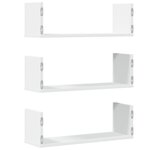 vidaXL Étagères murales 3 Pièces blanc 58x18x18 cm bois d'ingénierie