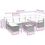 Ensemble de canapé de jardin 8 pièces avec coussins beige poly rotin
