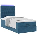 vidaXL Cadre de lit ottoman avec matelas bleu foncé 100x200 cm velours