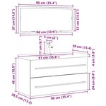 vidaXL Meuble de Lavabo de Salle de Bain avec tiroir 3 Pièces Chêne noir