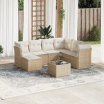 vidaXL Salon de jardin avec coussins 8 Pièces beige résine tressée