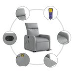 vidaXL Fauteuil inclinable de massage électrique Gris clair Tissu