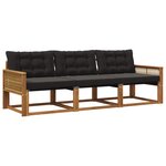 vidaXL Ensemble de canapés d'extérieur 3 pc Naturel et noir