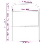 vidaXL Tête de lit chêne fumé 75 cm acier et bois d'ingénierie